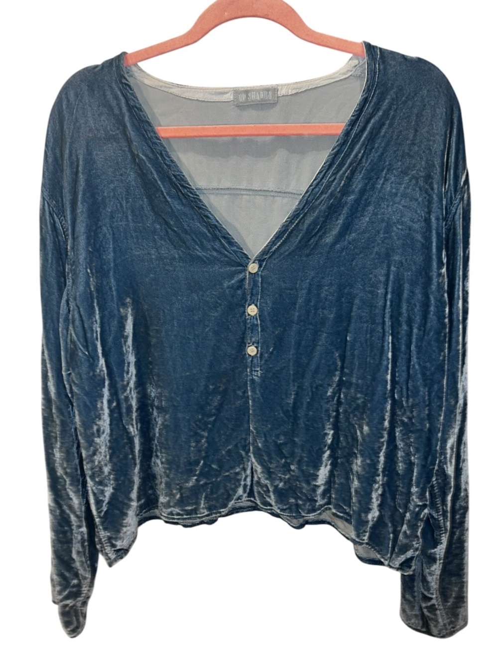 CP Shades ice blue crushed velvet tunic top S NO FLAWS